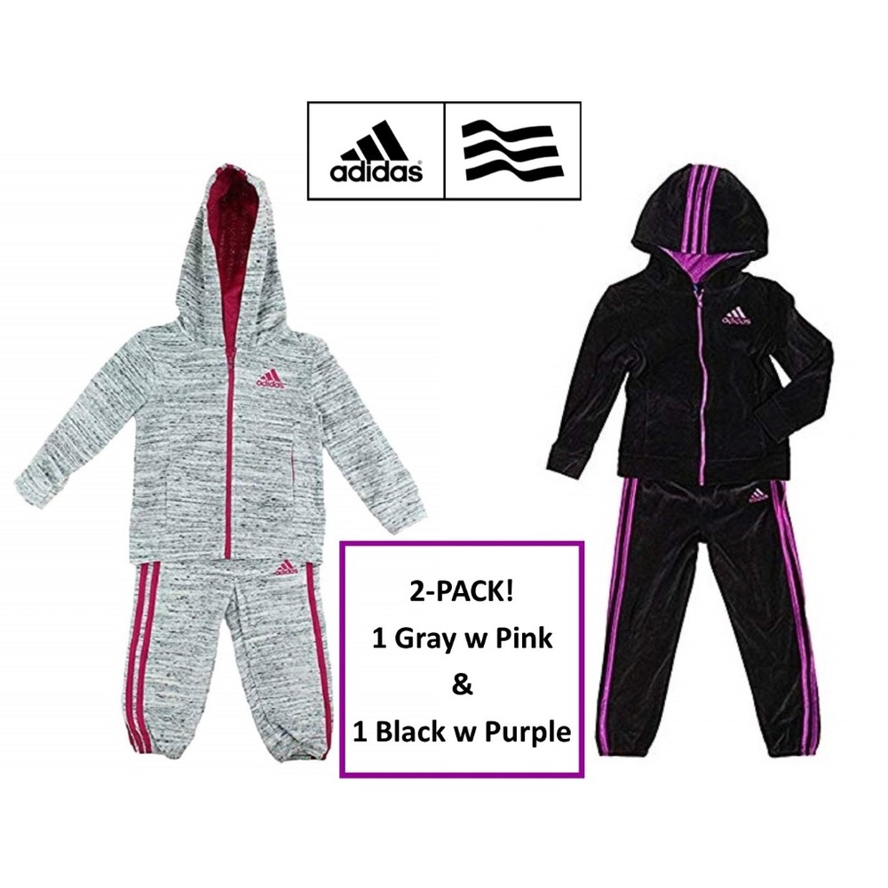 adidas Girls TWO Warmup Sets Hoodie Jacket & Pants